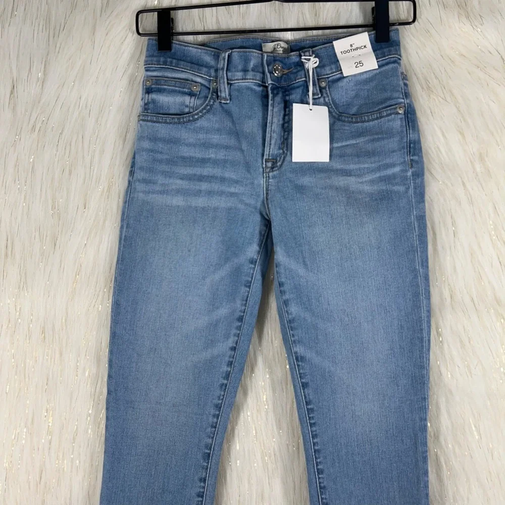 J.Crew Womens 8 Inch Toothpick Slim Skinny Jeans Blue Low Rise Pockets 25 New